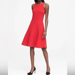 Banana Republic Stretch Racerback Fit-and-Flare Dress in Red
